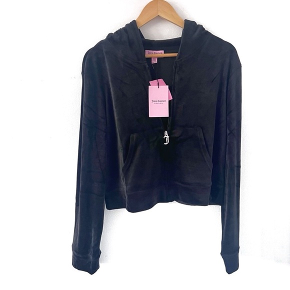Juicy Couture Black cropped Hoodie L - Picture 4 of 8